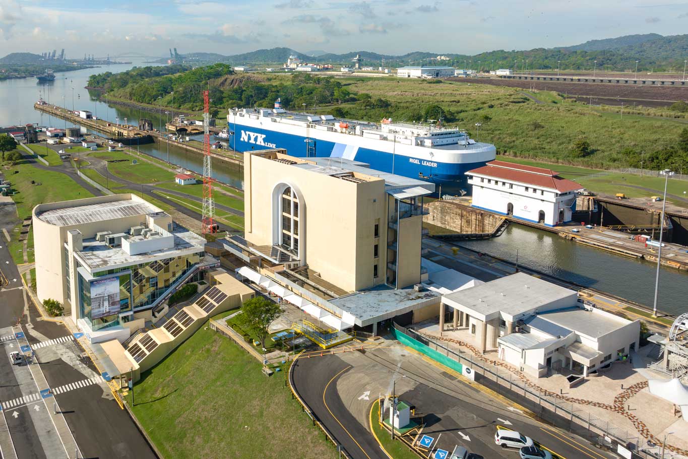 Viewpoint over the Panama Canal and city skyline
