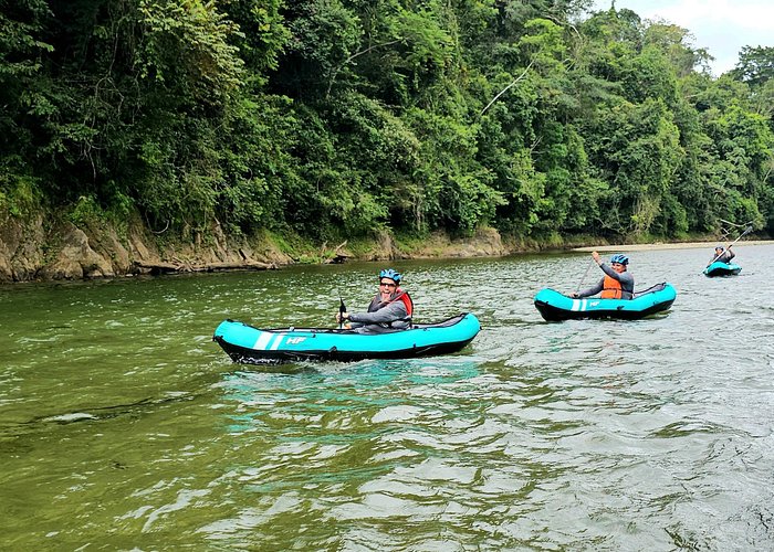 Kayaking group on a river near the Chagres River, Panama